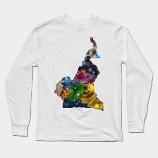 Spirograph Patterned Cameroon Region State Map Long Sleeve T-Shirt